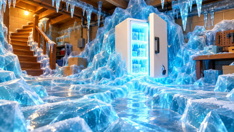 Official promotional Melt All The Ice artwork with a bright heat tool inside an icy environment
